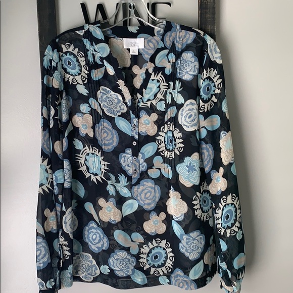 Ann Taylor Loft Sheer Blouse Sz 6
